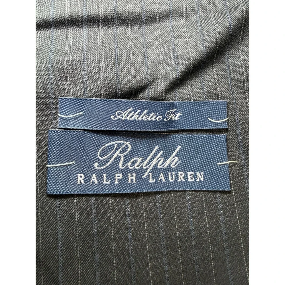 Ralph Ralph Lauren Mens 44L Pinstripe Blazer 100% Wool Jacket Black 2‎ Buttons